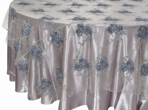 Silver Floral Lace Overlay
